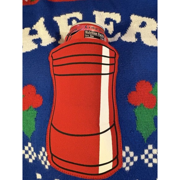 Ugly Christmas Sweater Cheers Cup Beer Holder Men’s Size Medium Holiday Party - Picture 7 of 8